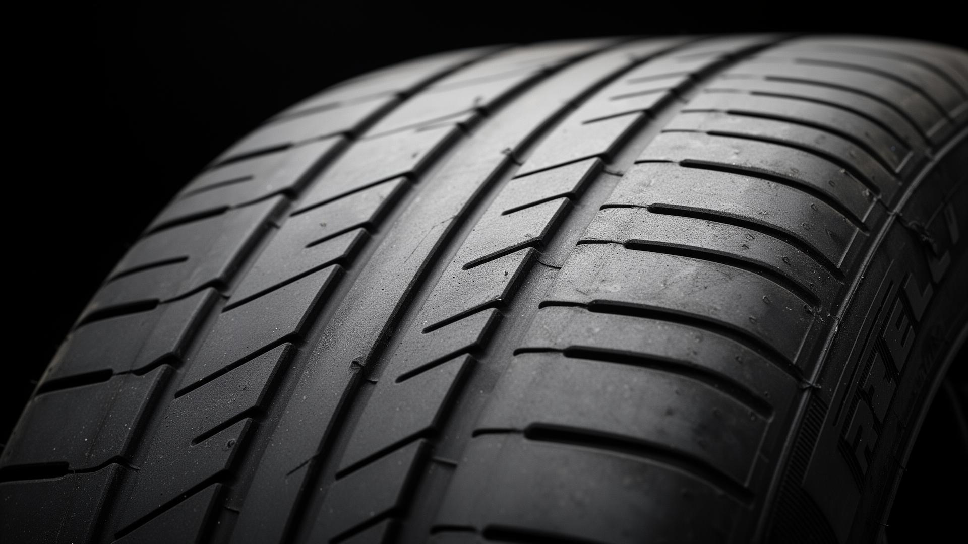 Detalhe da banda de rodagem de um pneu Pirelli